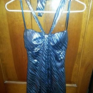 Metallic Halter Cocktail Dress